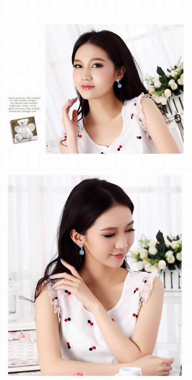 かわいいトレンディ動物キツネのイヤリングファッションブランドウォータードロップクリスタルロングスタッドイヤリングクラシックパーティージュエリー スターマガジン 美しい人のための美しい商品