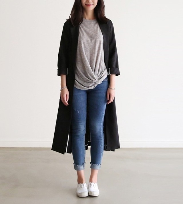 8 すっきりシルエットのシンプルな薄手チェスターコート ブラック 海外のプチプラきれいめカジュアルレディースファッション Pakaian Lucu 海外のプチプラきれいめカジュアルレディースファッション Pakaian Lucu