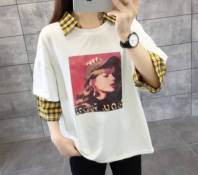 大きいサイズ レディース チェック重ね着風トップス シャツ 半袖 春夏 五分袖 S 大きいサイズ 送料無料 レディース通販店 ｋｅｃｃｈi 静岡 Base売り場