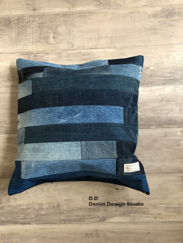 デニム パッチワーク クッションカバー Denim Design Studio