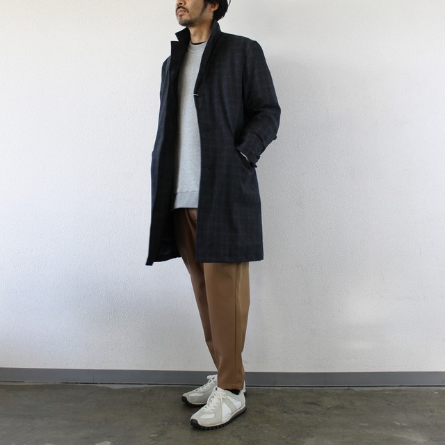 Liss ダウンチェスターコート Navy Check Lis b Liss Official Shop