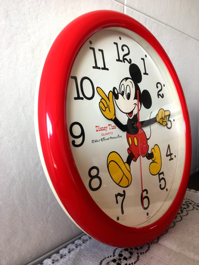 昭和レトロ Walt Disney Production ミッキー掛け時計 レトロ雑貨 チェリッシュ