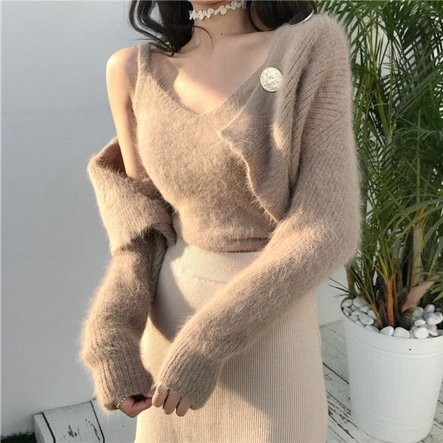 ニット レディース モヘア 冬 ニット レディース キャミソール 冬 カーディガン レディース 冬 ベージュ セット きれいめ シンプル フェミニン Evergreen