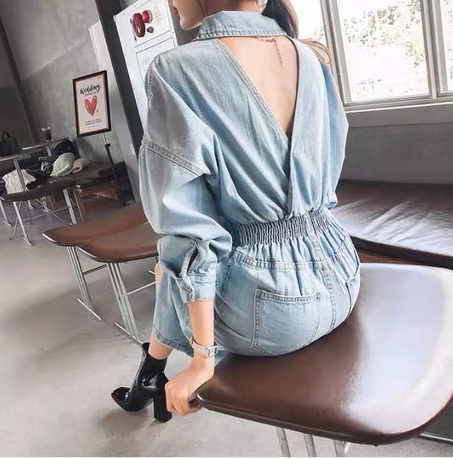 Op6 送料無料 Sexy バックシャン フロントスリット デニムワンピース 長袖ワンピース 半袖ワンピース ウエストマークワンピース 春服 春 ワンピース データ 女子会 記念日 イベント フェス 膝下ワンピース ロングワンピース ロングワンピ ミドル丈ワンピース ミドル丈