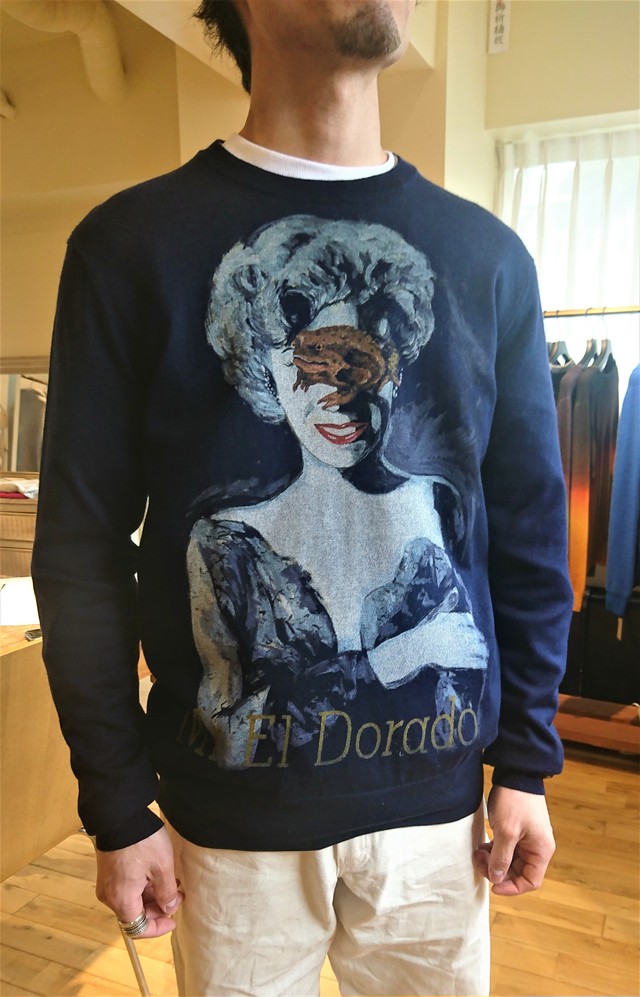 横尾忠則 Cashyageコラボプリントクルーネックニット Cm 392 Cashyage