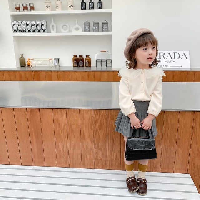 予約商品 こども服 ベビー服 シャツ ラッフル トップス 無地 シンプル オシャレ 春秋 Le Printemps ル プランタン