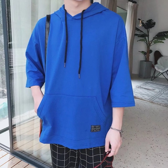 パーカー メンズ 7分袖 オーバーサイズ ビッグシルエット 袖パーカー Smile Seed