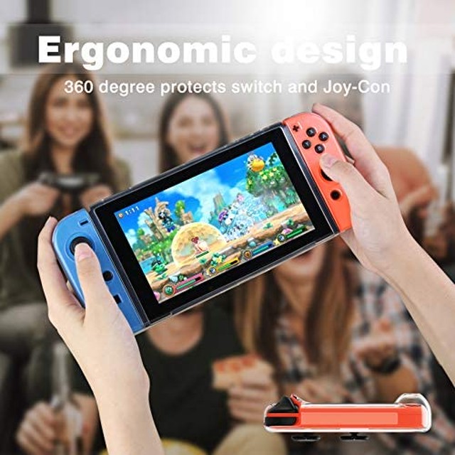 Jpcs ニンテンドースイッチ カバー Heystop Switch カバー ドック対応 スイッチ カバー Switchガラスフィルム１枚 親指キャップ６枚 Tpu製ソフトケース ジョイコンカバー クリア ケース 透明 超薄 分体式 全面保護 分解簡単 指紋防止 気泡ゼロ 高透過率 高感度 Az