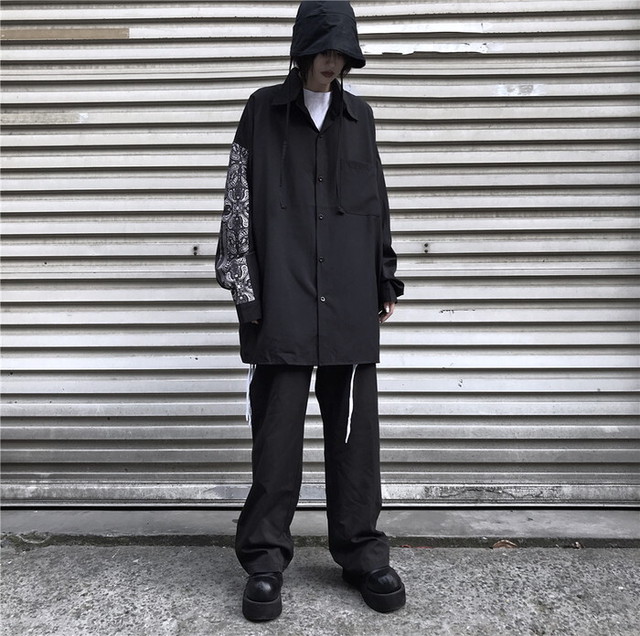 ゴスロリ 秋冬 シャツ エスニック柄 ユニセックス ストリート系 原宿系 病みかわいい モード系ファッション専門店 With U