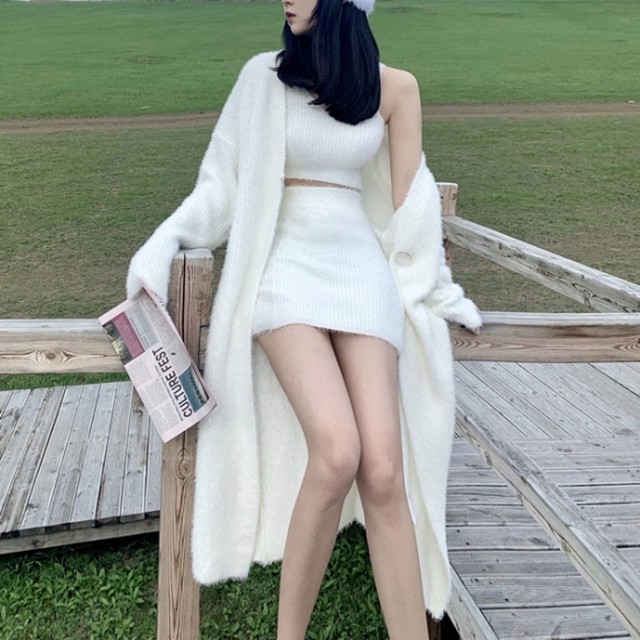 レディース ニットセットアップ カーディガン 3点セット セットアップ オールインワン 秋服 30代 40代 ニットカーディガン ニットキャミソール ニットショートパンツ 楽ちん トレンド Rx0781 Raxia ラクシア