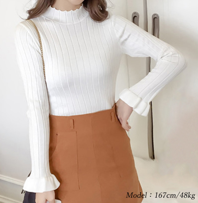 メール便可 袖フリル 長袖 薄手 ニット プチタートル 3yilan 001 Anita メール便可 袖フリル 長袖 薄手 ニット プチタートル 3yilan 001 Anita