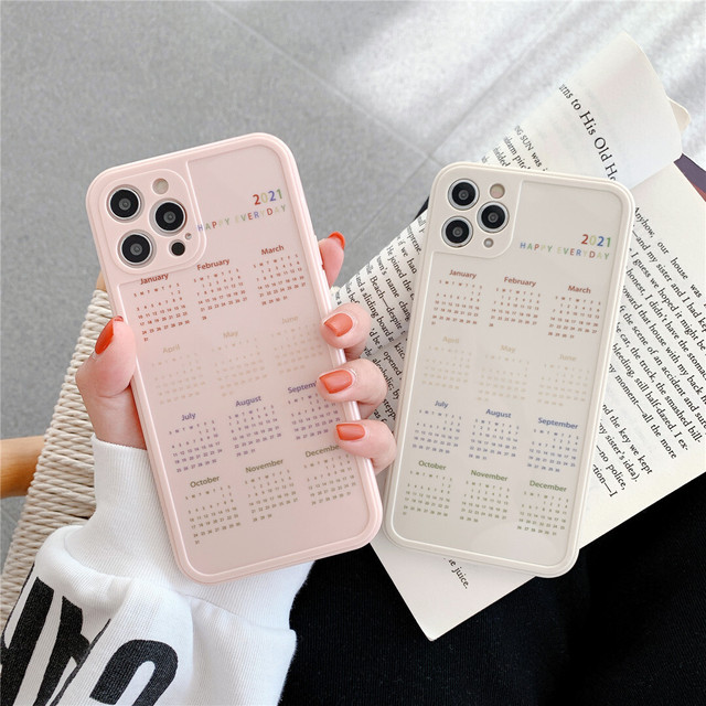 送料無料 Iphoneケース スマホケース 21年カレンダー Happy Everyday 白 ホワイト 人気 おしゃれ アート 便利グッズ 日本未発売 輸入雑貨 Hachinohe Base 1518