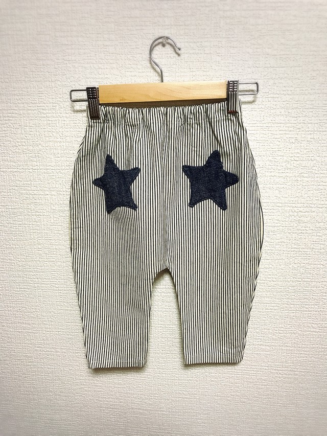 サルエルデニムパンツ ストライプ 濃紺 ブルー Born Smiley