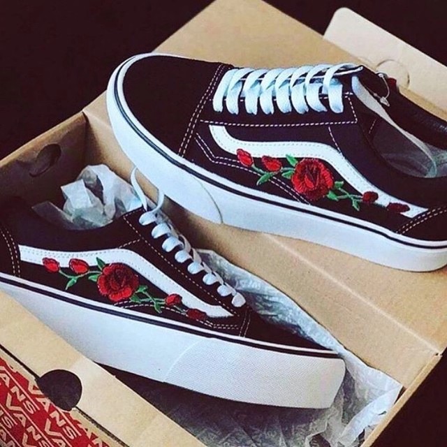 アイロンワッペン 最安値 Vansのオールドスクールに 薔薇 2 Togenkyo