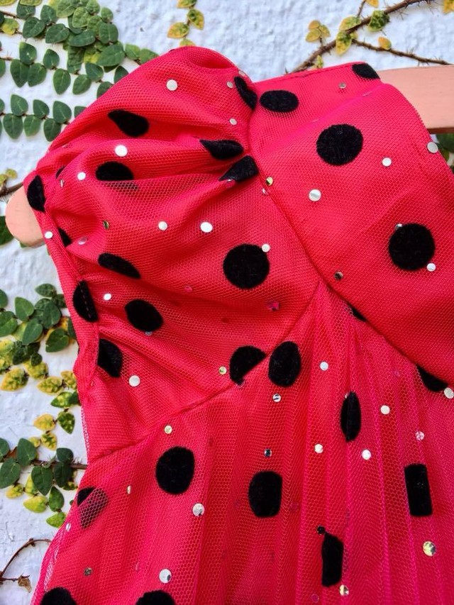 子供服 6歳 キッズワンピース ドット 水玉 リボン ワンピース Vintage Yard