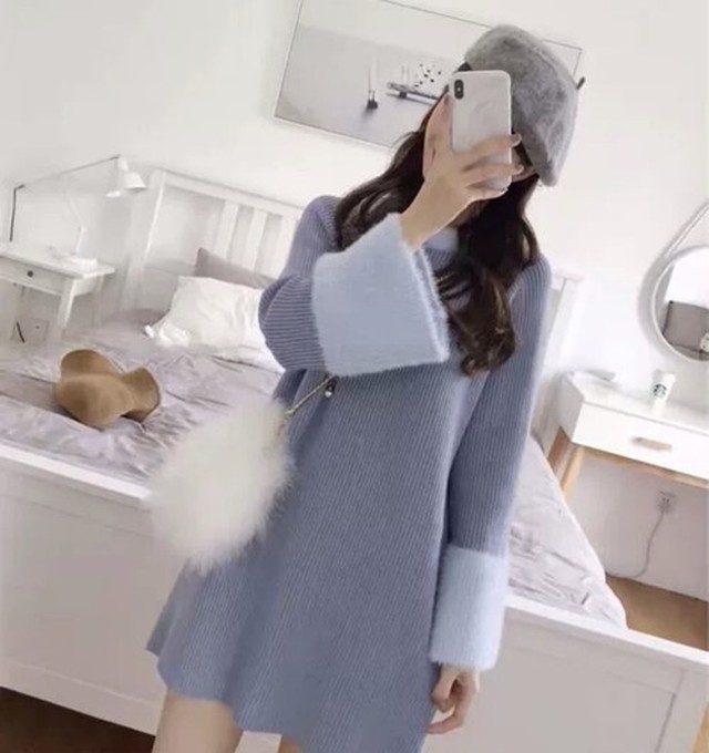 ふわふわ バイカラー ニット セーター ロング丈 ニットワンピース ミニワンピ 秋冬 フェミニン ガーリー オルチャン 韓国 Ptnym24 Shop Suba ふわふわ バイカラー ニット セーター ロング丈 ニットワンピース ミニワンピ 秋冬 フェミニン ガーリー オルチャン 韓国 Ptnym24 Shop Suba