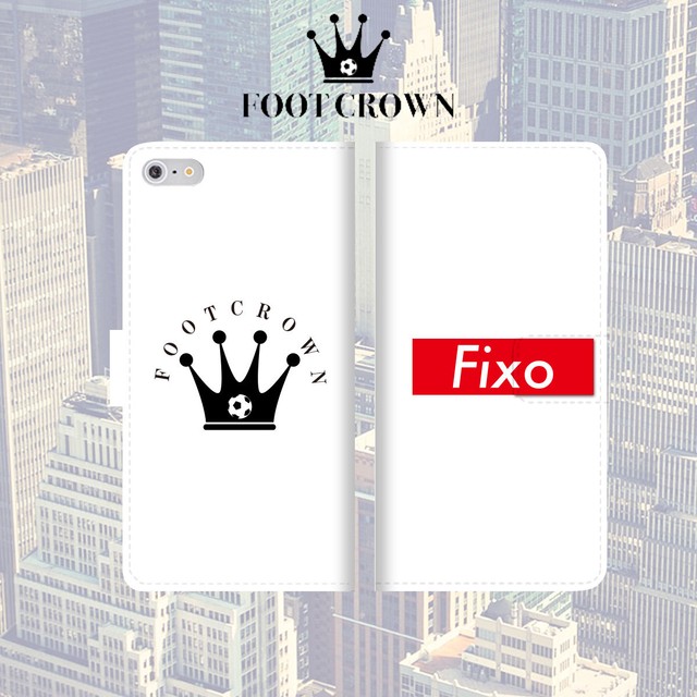 Foot Crown 限定 手帳型 スマホケース フットサル ボックスロゴ ホワイト フィクソ Fixo Iphone全機種対応 フットボールブランドfoot Crownーフットクラウン