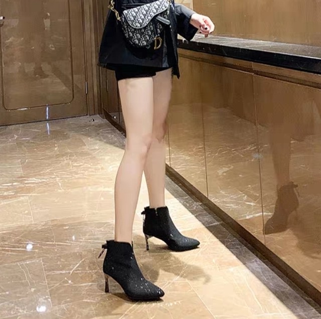 バックリボン ショートブーツ2色 Ecrea