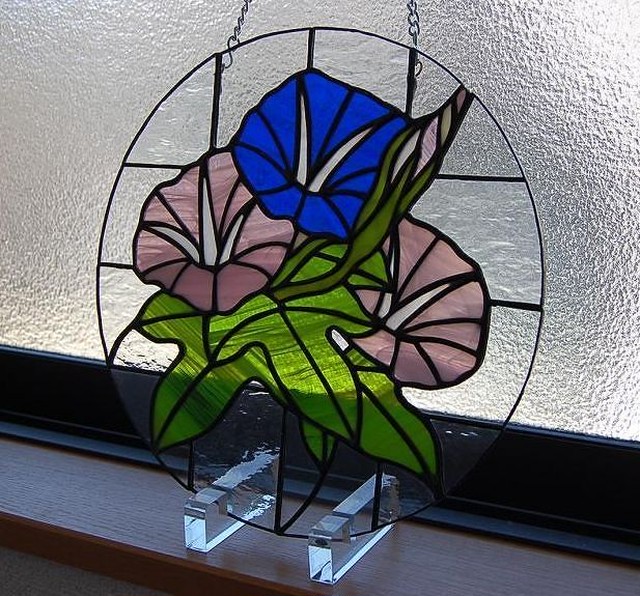 ステンドグラス あじさい 紫陽花 の和風壁飾り Van Vers