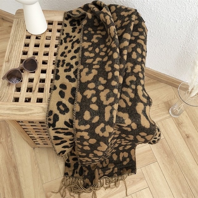 マフラー レオパード柄マフラー 大判マフラー ストール ショール 巻物 ヒョウ柄 リバーシブル デイリー 秋冬物 Choco Chaco