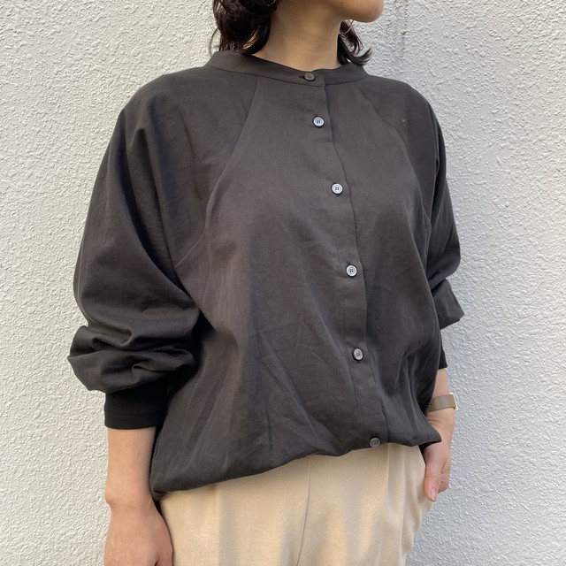 Day S 袖リブニット襟なしブラウス Shuchica