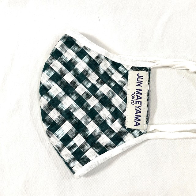 グリーンギンガムチェック リネンフェイスマスク メンズ Jun Maeyama