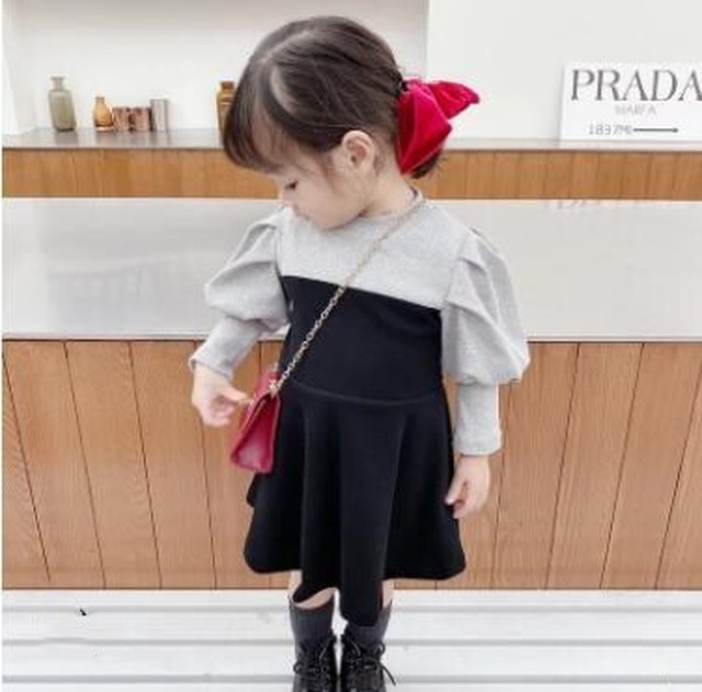 キッズ 切り返しもこもこワンピース 秋物 冬物 韓国子供服 スカート Syanu Shop子供服 韓国子供服 韓国ベビー服 キッズベビー