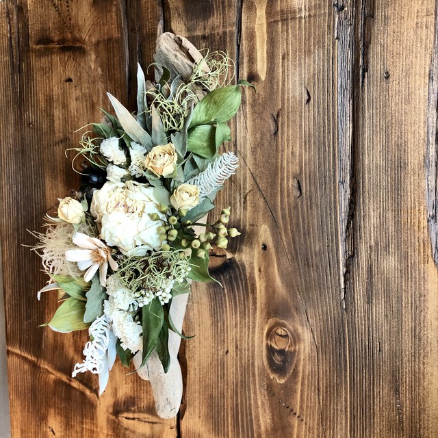 Df 30 流木のドライフラワーアレンジ ドライフラワー 古道具 Marca