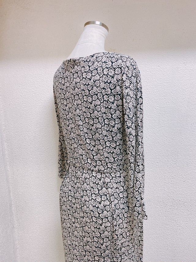 マックスマーラ 長袖ワンピース 黒 ベージュ 花柄 Max Mara Uta