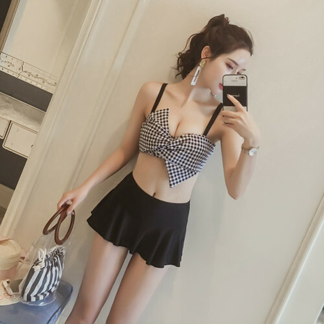 水着 セパレート水着 ギンガムチェック ハイウエスト バックシャン オシャレ Arroser
