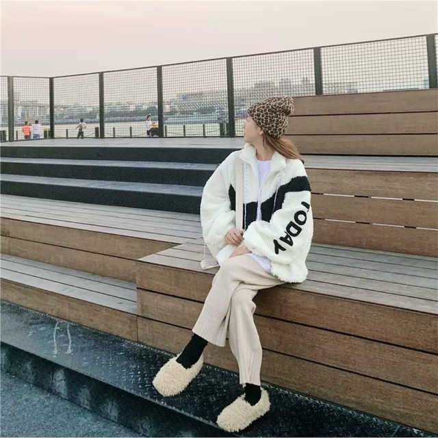 全2色 ジップアップ ボア パーカー 大人 カジュアル ストリート系 格好いい お出かけ お買い物 デート 女子会 秋冬 春 通学 学生 Like Fashion