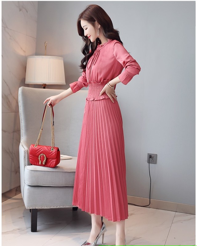 シンプル プリーツワンピース ストレッチ ロングワンピース オフィス きれいめ シック 上品 食事 お呼ばれ 二次会 結婚式 Ptnmo0092 Shop Suba