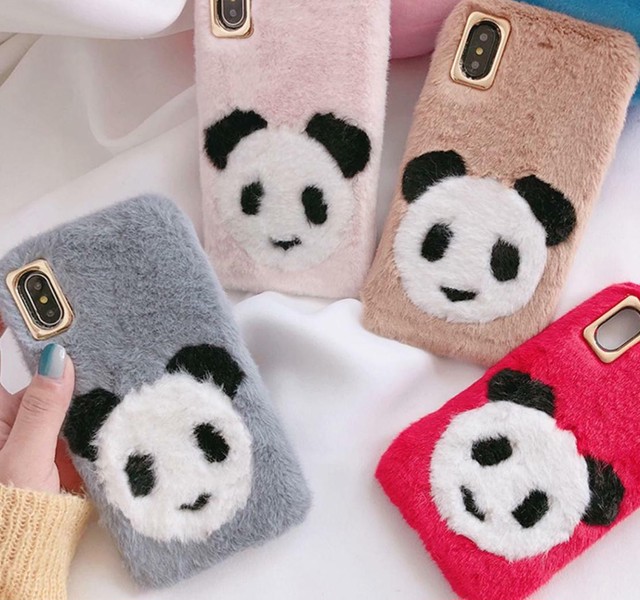 Iphone ケース ふわふわ ファー パンダ Kellynoouchi