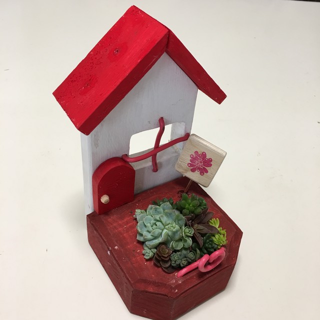 多肉植物寄せ植え 赤い屋根 木工雑貨 鉢植え 多肉植物 Lahainagarden