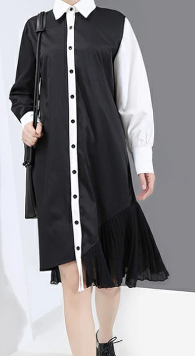 Top Mode ワンピース ひざ丈 モード ラフ感 ゆったり カジュアル シンプル ブラック 黒 Bitter 体型カバー ルーズ チャイナ風 カンフー デザイン ヴィジュアル系 ライブ 舞台 ステージ 衣装 春物 シンプル モード系 個性派 メンズ レディース ユニセックス Rmd210 Top Mode