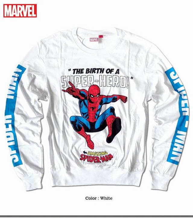 長袖 Tシャツ カットソー トップス メンズファッション 注目度抜群 大人気アメコミ Marvel 両袖プリント とてもクール スパイダーマン 1004 Eplus752 Tre Fiore