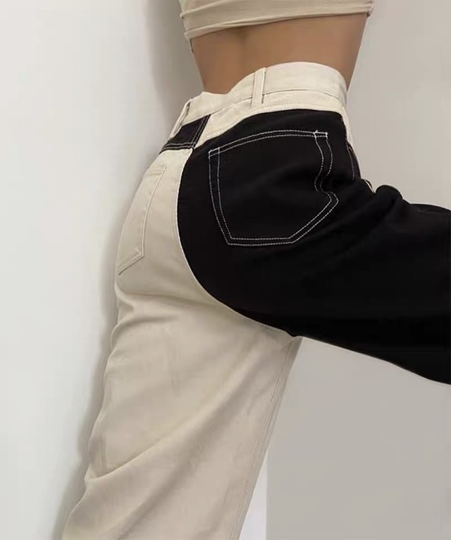bicolor irregularity pants