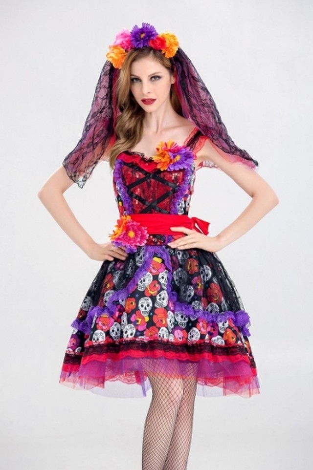 メキシコ 骸骨 チュチュスカート ハロウィン コスプレ衣装 大人用 レディース Kh 1044 Shopmall To You