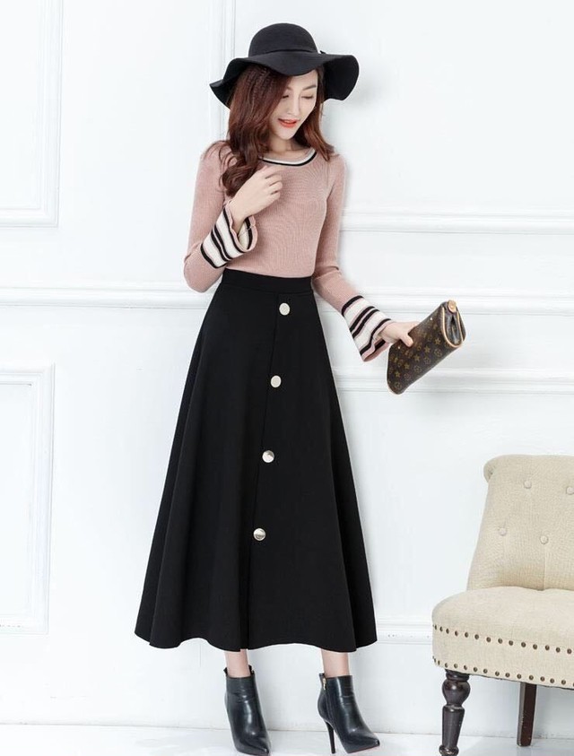フロントボタンスカート ボルドースカート フレアスカート ロングフレアスカート ロングスカート ロングスカート秋冬 ロングスカート秋 ロングスカート冬 マキシ丈スカート レディース スカート ロング マキシ丈 フロントボタン 無地 ボルドー フレア シンプル 通勤