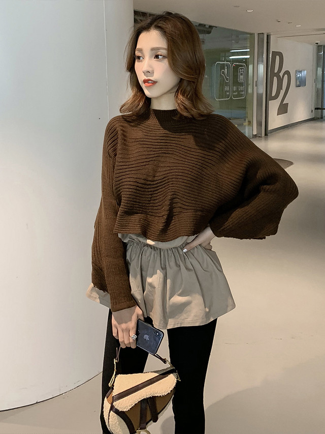 ぜいたくシャツ ニット 重ね着 レディース 人気のファッション画像