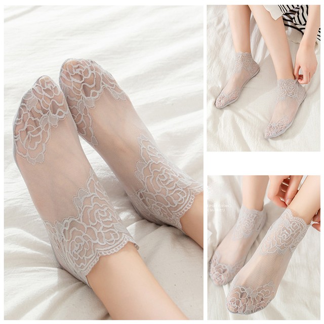 花柄 シースルー レース 靴下 ショートソックス レースソックス レディース シースルー 花柄 脱げにくい 靴下 通気性 エレガント ショート丈 ネット通販 購入 激安 10代 代 30代 40代 春 夏 Roprot ロプロット ファッション レディースアパレル販売