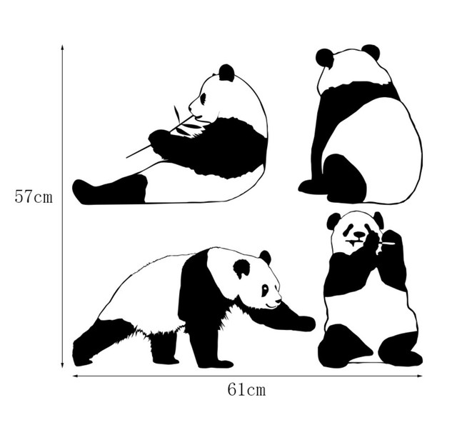 お部屋にパンダちゃん 壁 ステッカー パンダ４匹 ぱんだ インテリア パンダグッズ Kellynoouchi
