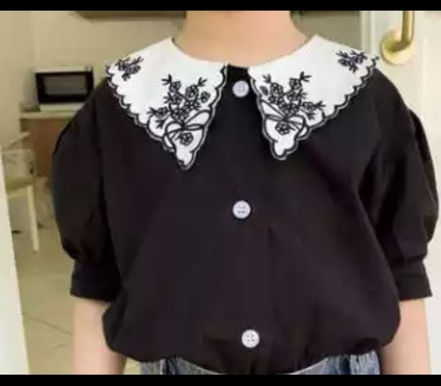 刺繍襟ブラウス子供用 2 3週間程でお届け Milkykids