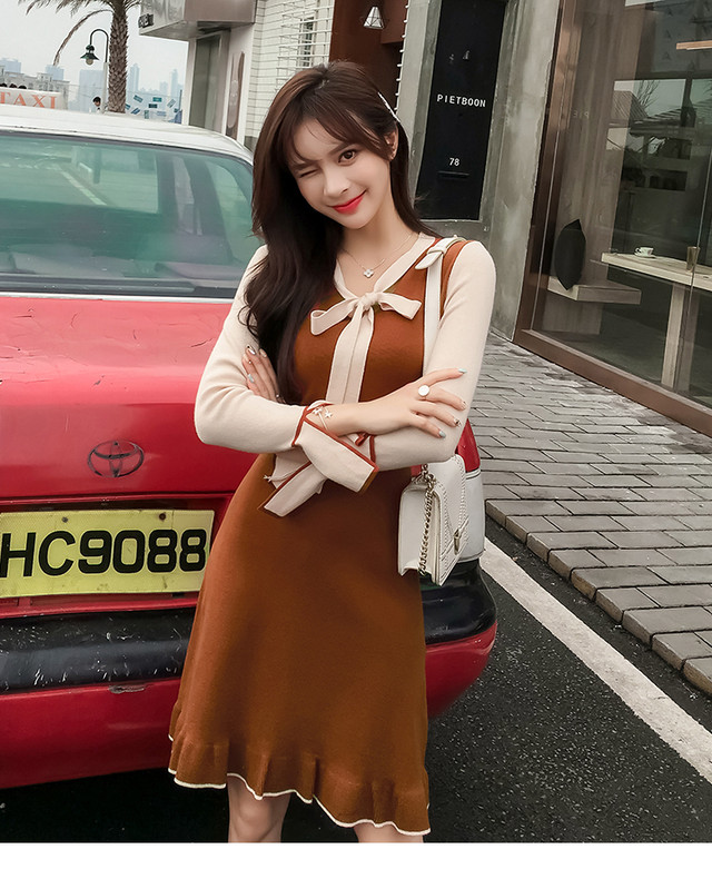 Onepiece 上品リボンタイミニワンピース 上品で可愛い 学校 通勤 デート 上品かつガーリーなリボンタイ付きワンピース Eclatloulou