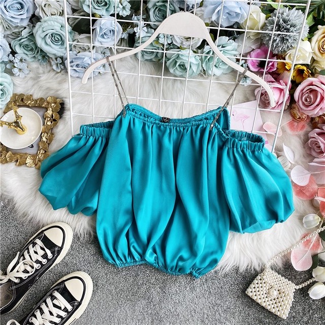 トップス ブラウス オフショルダー キャミ 無地 チェーン 肩出し 異素材 サテン 光沢 新作 韓国 オルチャン 韓国ファッション 韓国風 韓国系 大人 可愛い きれいめ シンプル セクシー 女子会 イベント 通勤 ブルー ブラック ホワイト イエロー Country Road