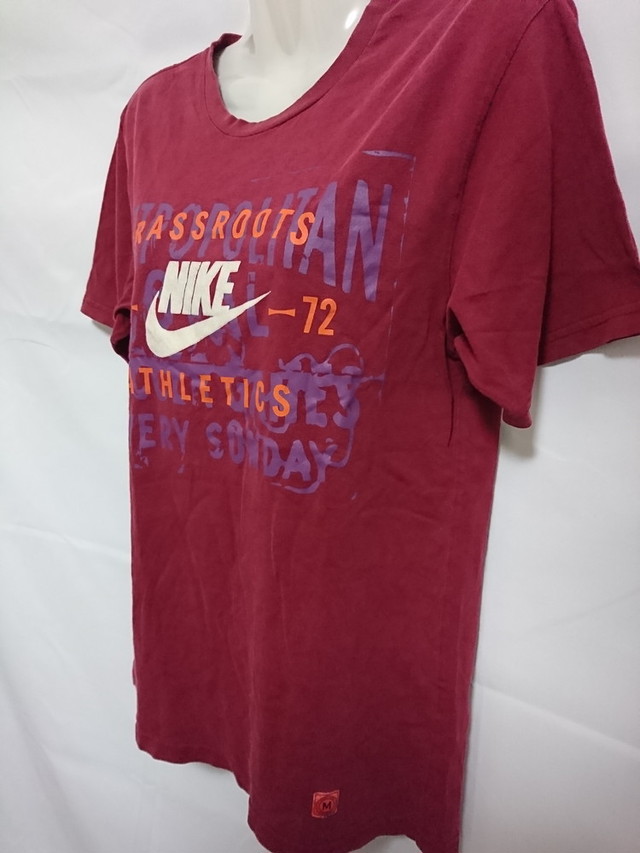 古着 レディース M L相当 160cm Nike ナイキ Tシャツ 半袖 フロッキーロゴ カジュアル ファッション オシャレ エンジ スポーツウェア シューズの古着屋 リサイクルスポーツ