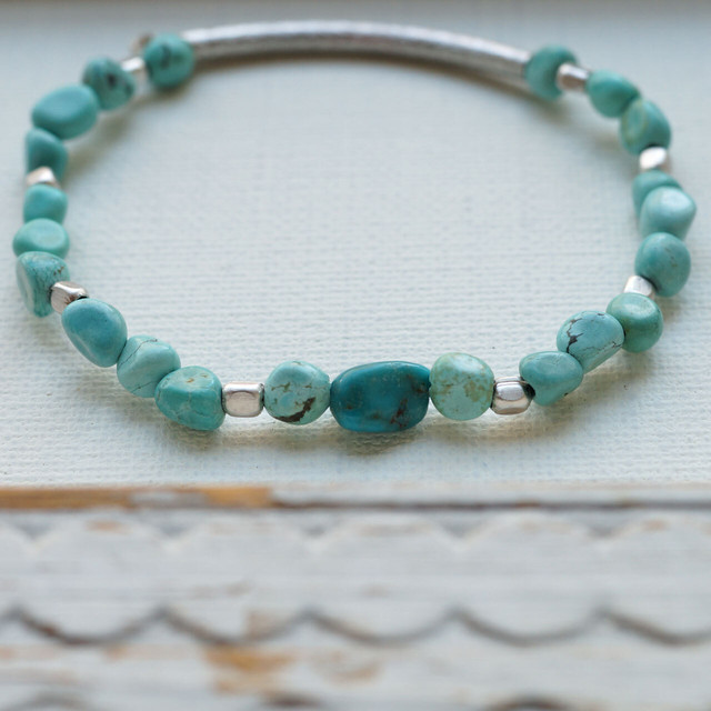 12月の誕生石 いて座の石 空色の石ターコイズブレスレット インデアン クラフト風 Kitt セレクトショップkitt