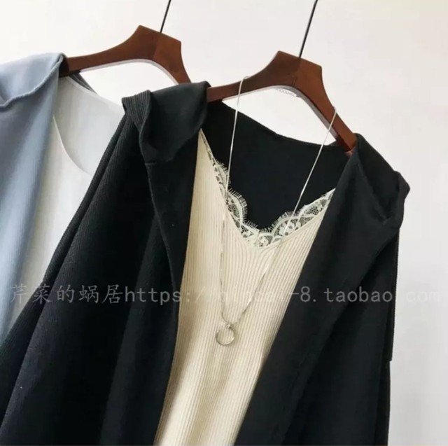 リブパーカーカーディガン ロングカーディガン レディース きれいめ 厚手 カーディガン ロング 春 アウター 黒 ブラック 水色 ブルー オフィス ニット トッパーカーディガン ロングカーデ トップス おしゃれ 着やせ カジュアル 通勤 デート 1648 Sayurio レディース