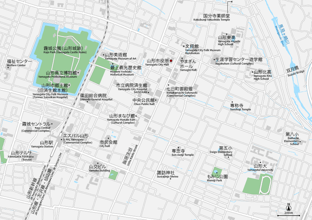 山形 山形駅周辺 イラストレータデータ Eps 日本語 英語 並記版 地図素材をダウンロードにて販売するお店 今八商店