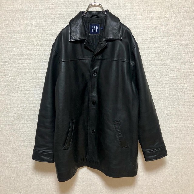 送料無料 90 S オールドギャップ レザーカーコート Gap Leather 90年代 L メンズ Ichirovintage